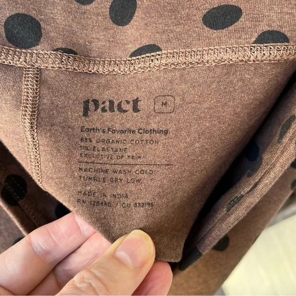 Pact Pure Active Polka Dot Organic Cotton Leggings In Brown & Black Sz M - Picture 3 of 12